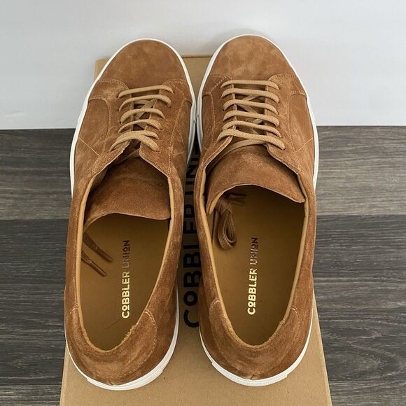 Cobbler Union Uno Sneaker Shoes Mens US 12 UK 11 Cognac Brown Suede Leather NEW - Picture 9 of 13